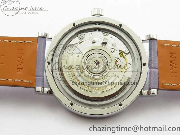 MIROTIME 0227 Attractive Portofino 37mm SS V7F 1:1 Best Edition Gray Dial Diamonds Bezel on Gray Leather Strap A 7091